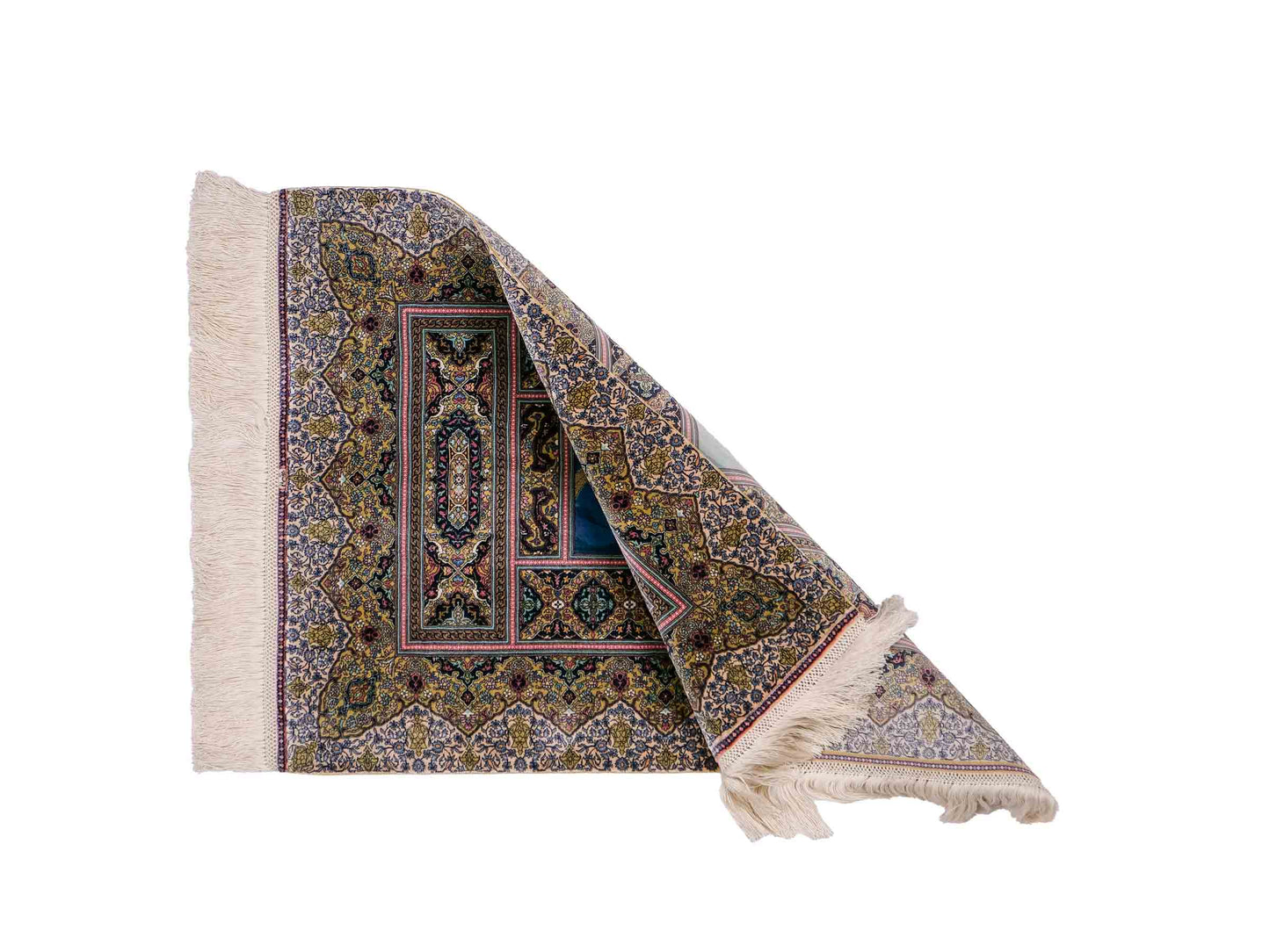 Extrem feiner, handgeknüpfter Khademi Ghom Orientteppich aus purer Seide, multiocolor. 64x48 cm. Vertrieb durch Jupiter Intl.