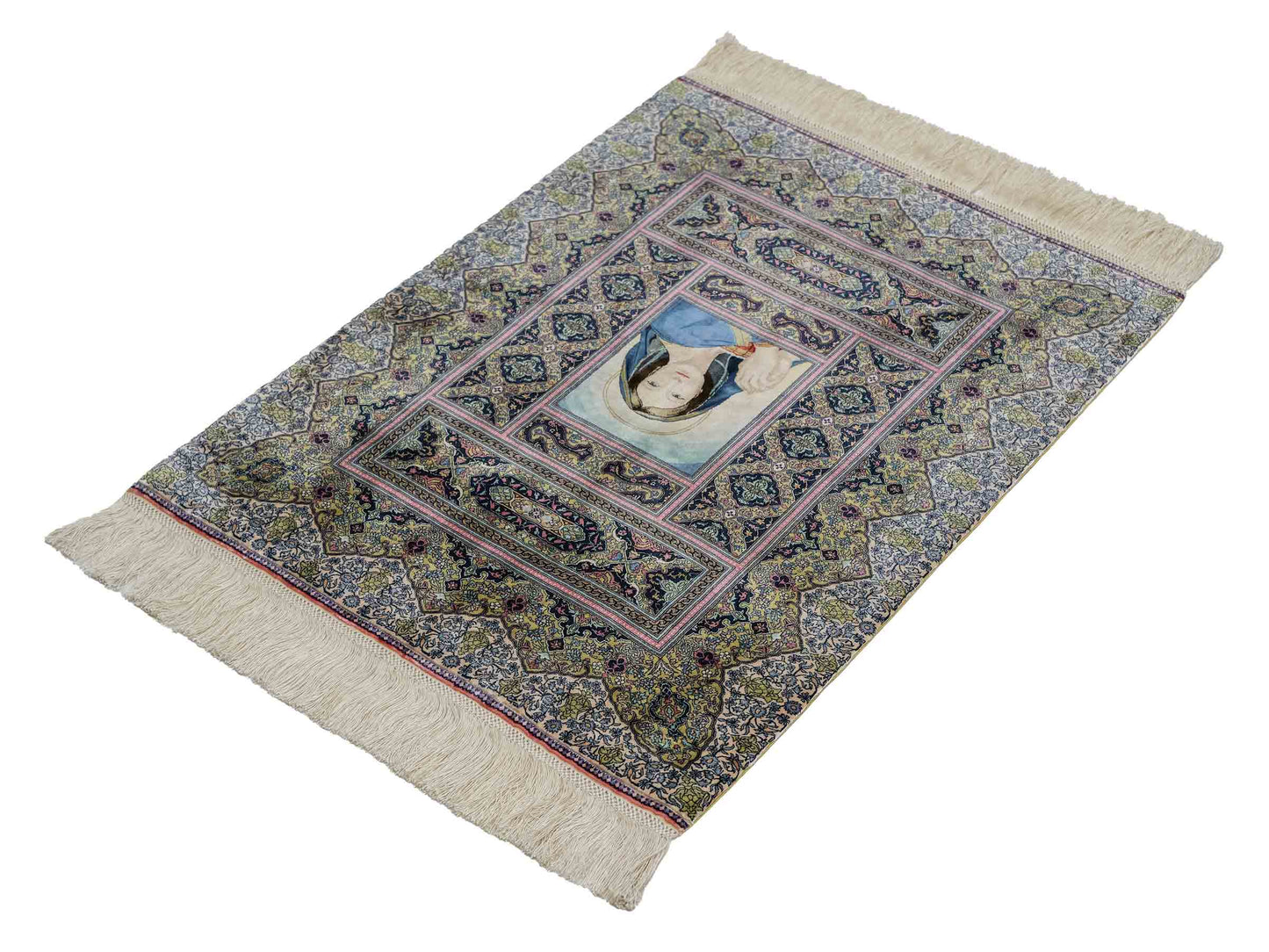 Extrem feiner, handgeknüpfter Khademi Ghom Orientteppich aus purer Seide, multiocolor. 64x48 cm. Vertrieb durch Jupiter Intl.