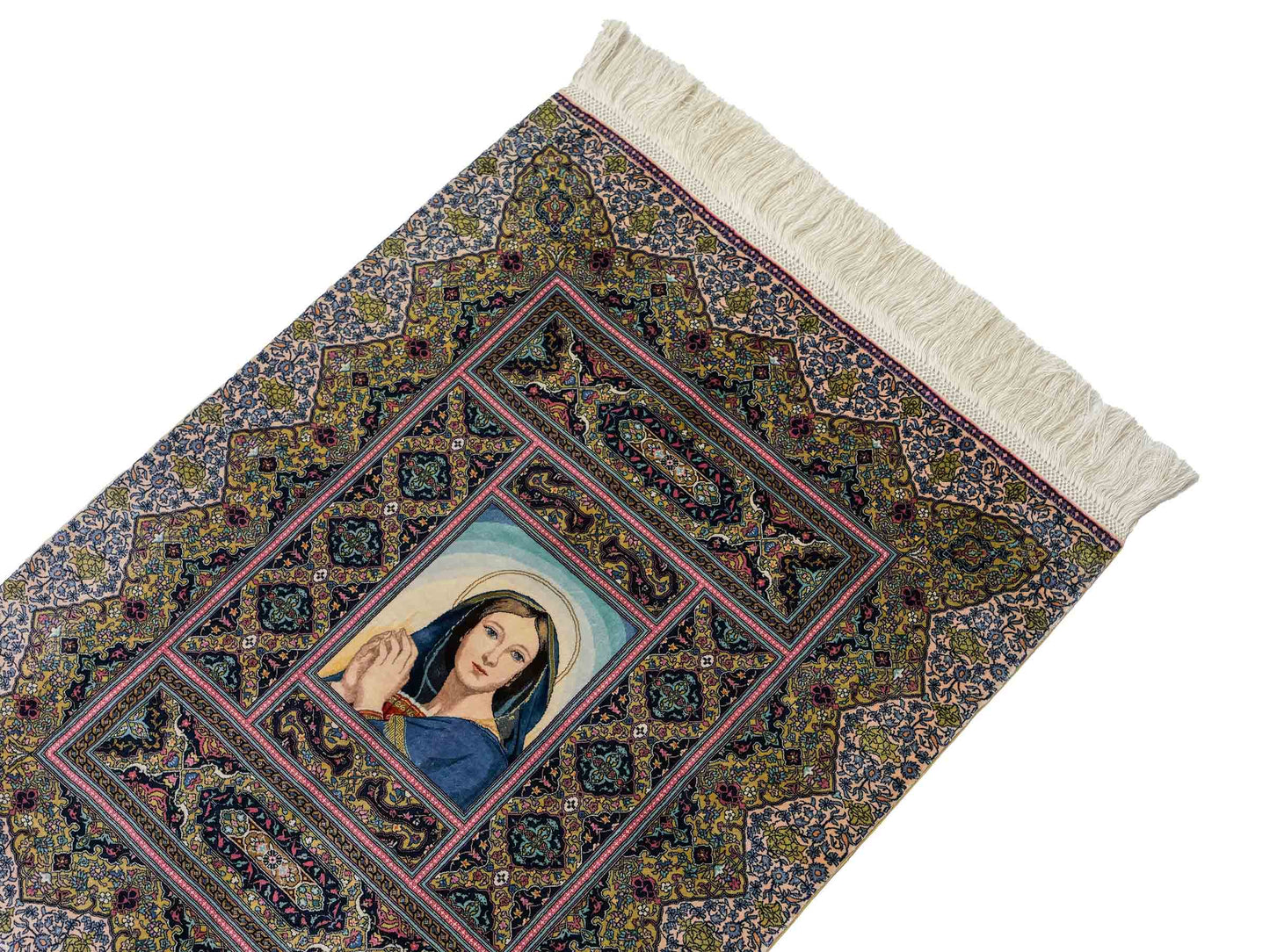 Extrem feiner, handgeknüpfter Khademi Ghom Orientteppich aus purer Seide, multiocolor. 64x48 cm. Vertrieb durch Jupiter Intl.