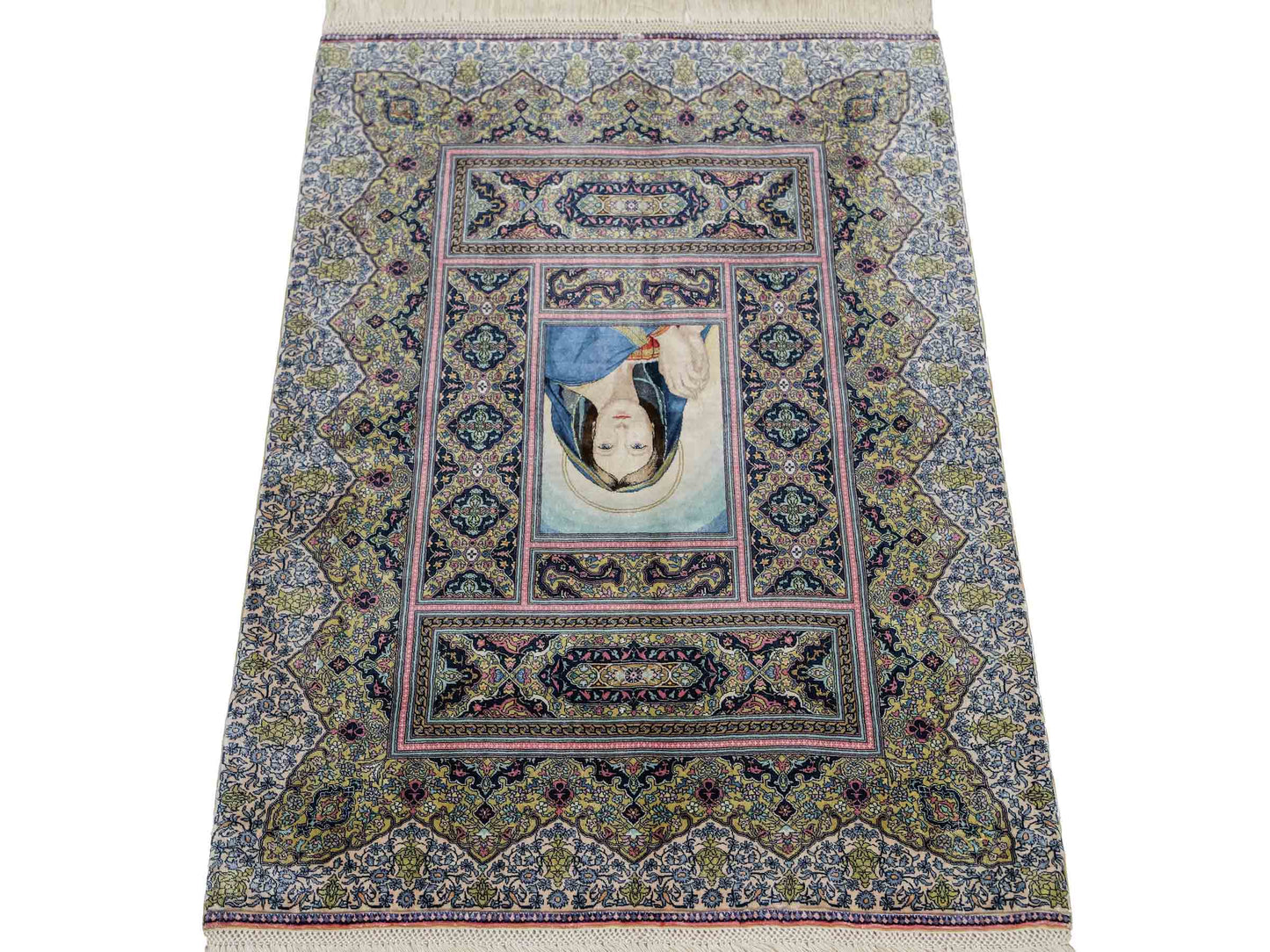 Extrem feiner, handgeknüpfter Khademi Ghom Orientteppich aus purer Seide, multiocolor. 64x48 cm. Vertrieb durch Jupiter Intl.