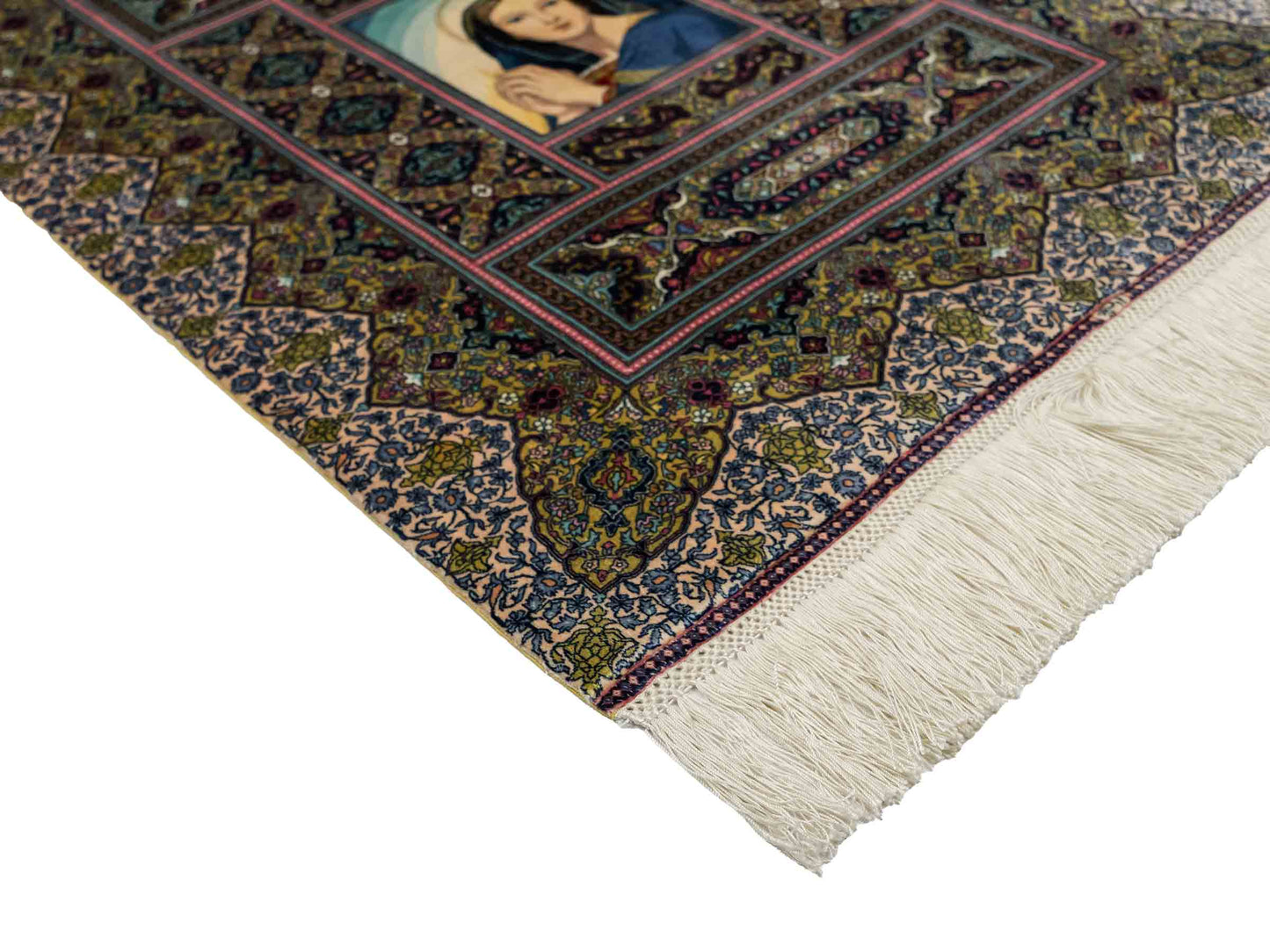 Extrem feiner, handgeknüpfter Khademi Ghom Orientteppich aus purer Seide, multiocolor. 64x48 cm. Vertrieb durch Jupiter Intl.