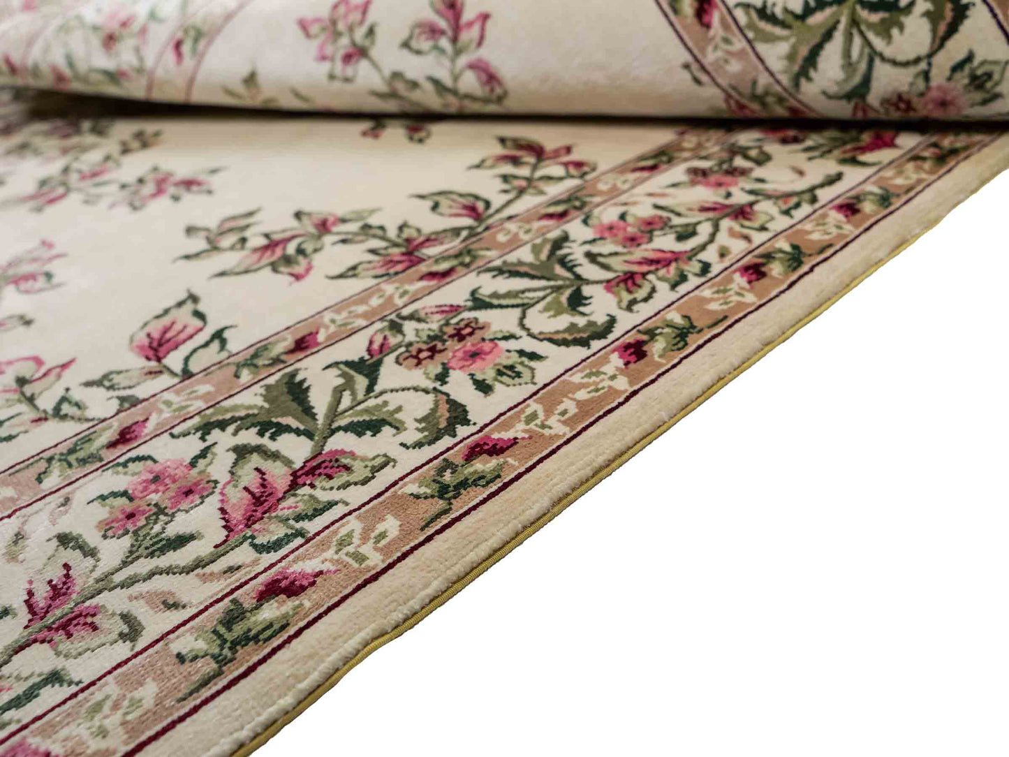 Sehr feiner, handgeknüpfter Khademi Orientteppich mit Hereke Design aus reiner Seide, weiß, creme. 122x79 cm. Vertrieb durch Jupiter Intl.