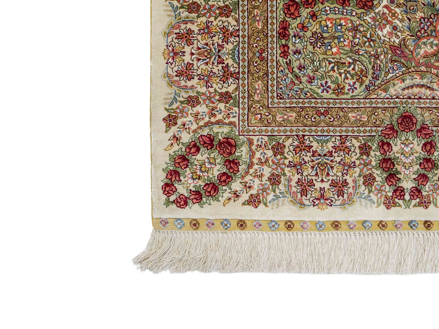 Sehr feiner, handgeknüpfter, chinesischer Khademi Hereke aus Seide, creme. 154x79 cm. Vertrieb durch Jupiter Intl.