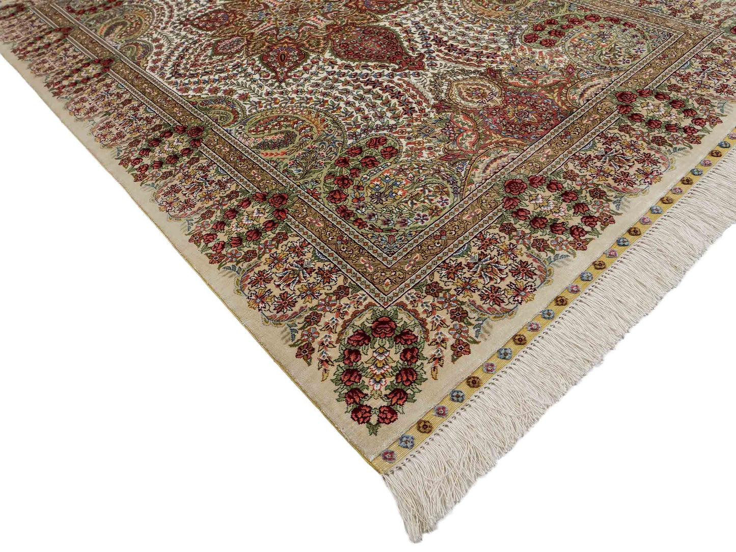 Sehr feiner, handgeknüpfter, chinesischer Khademi Hereke aus Seide, creme. 154x79 cm. Vertrieb durch Jupiter Intl.