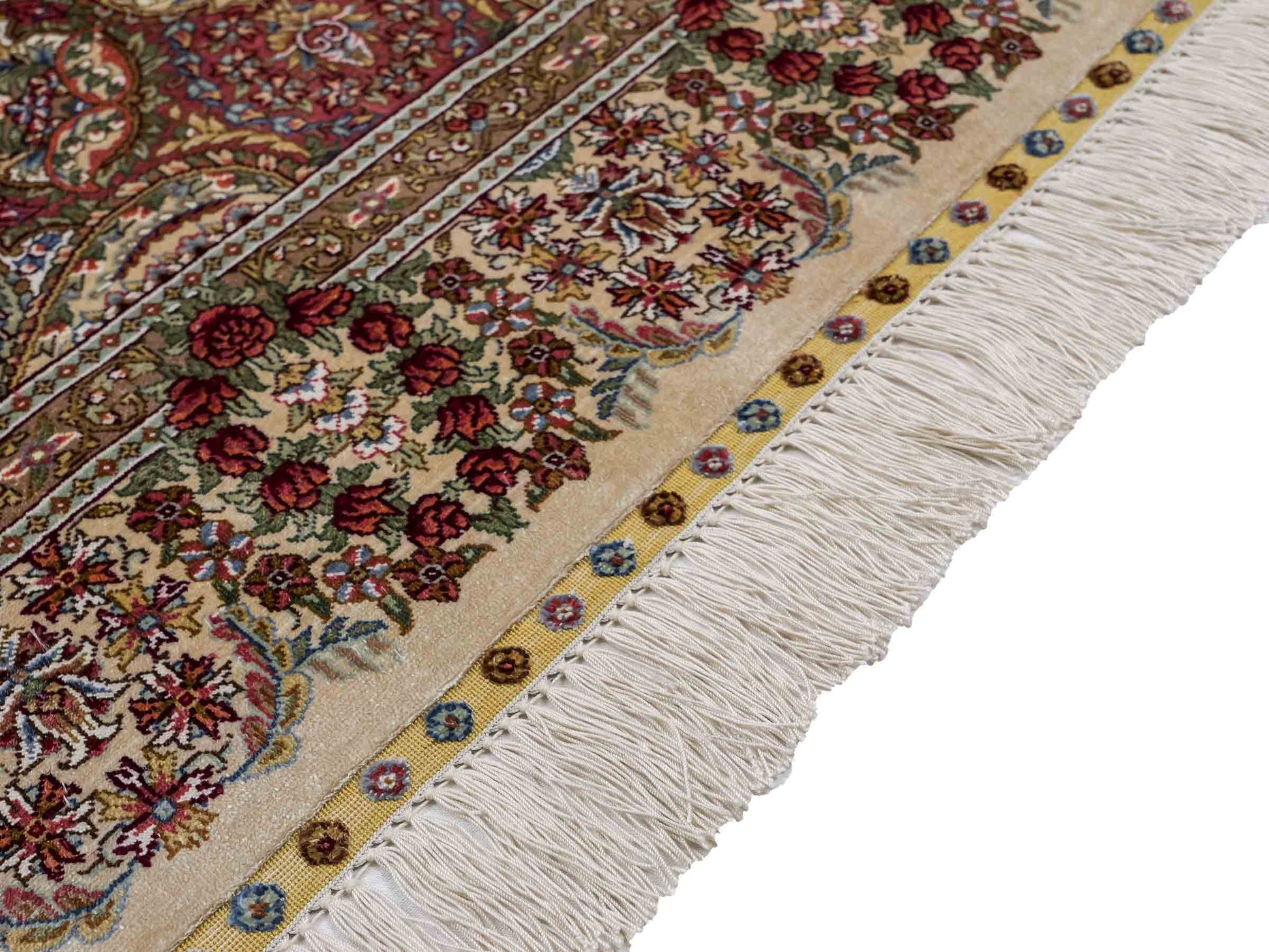 Sehr feiner, handgeknüpfter Khademi Hereke Orientteppich aus Seide, creme. 156x94 cm. Vertrieb durch Jupiter Intl.