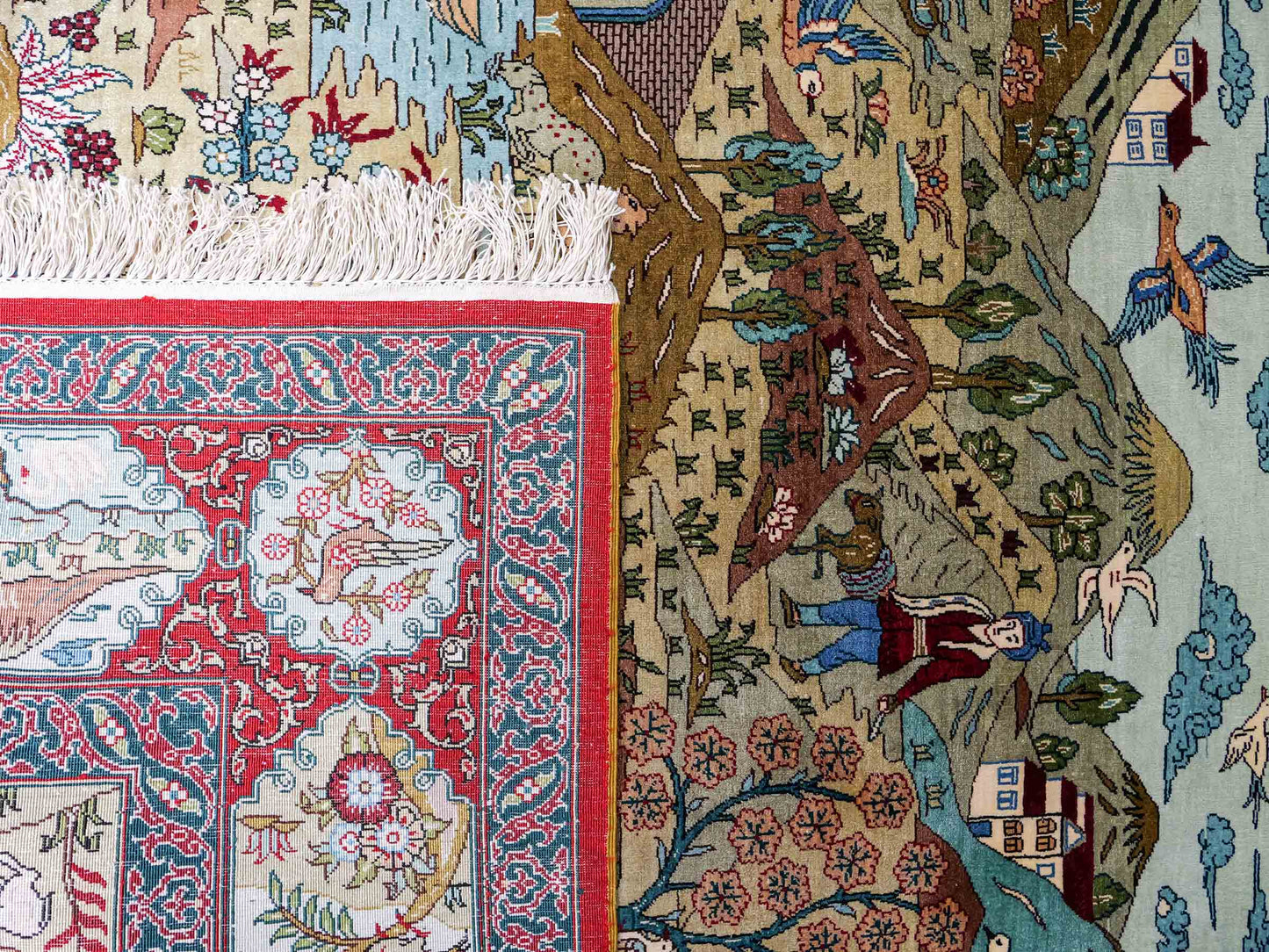 Sehr feiner, handgeknüpfter Khademi Orientteppich mit Hereke Design aus reiner Seide, rot, multicolor. 189x124 cm. Vertrieb durch Jupiter Intl.