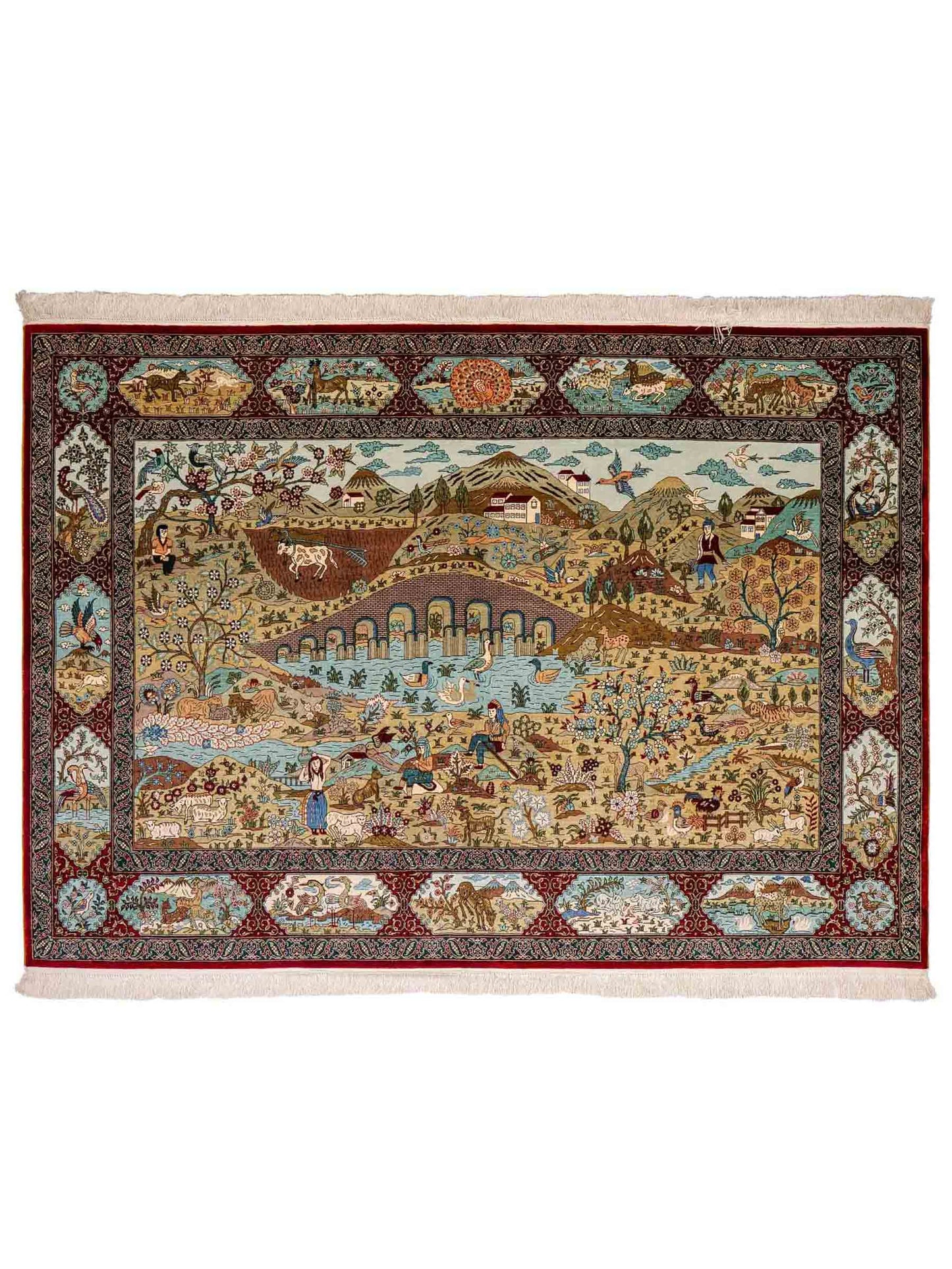 Sehr feiner, handgeknüpfter Khademi Orientteppich mit Hereke Design aus reiner Seide, rot, multicolor. 189x126 cm. Vertrieb durch Jupiter Intl.