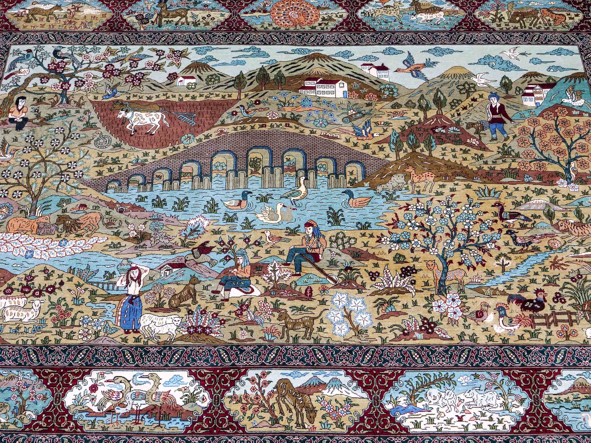 Sehr feiner, handgeknüpfter Khademi Orientteppich mit Hereke Design aus reiner Seide, rot, multicolor. 190x124 cm. Vertrieb durch Jupiter Intl.