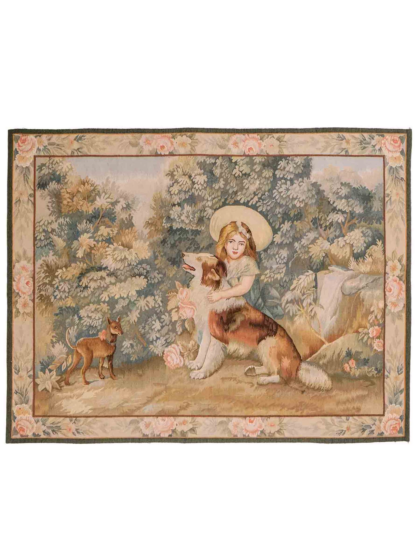 Handgefertigter, chinesischer Gobelin Wandteppich von Khademi aus Wolle, multicolor. 120x92 cm. Verkauf durch Jupiter Intl.