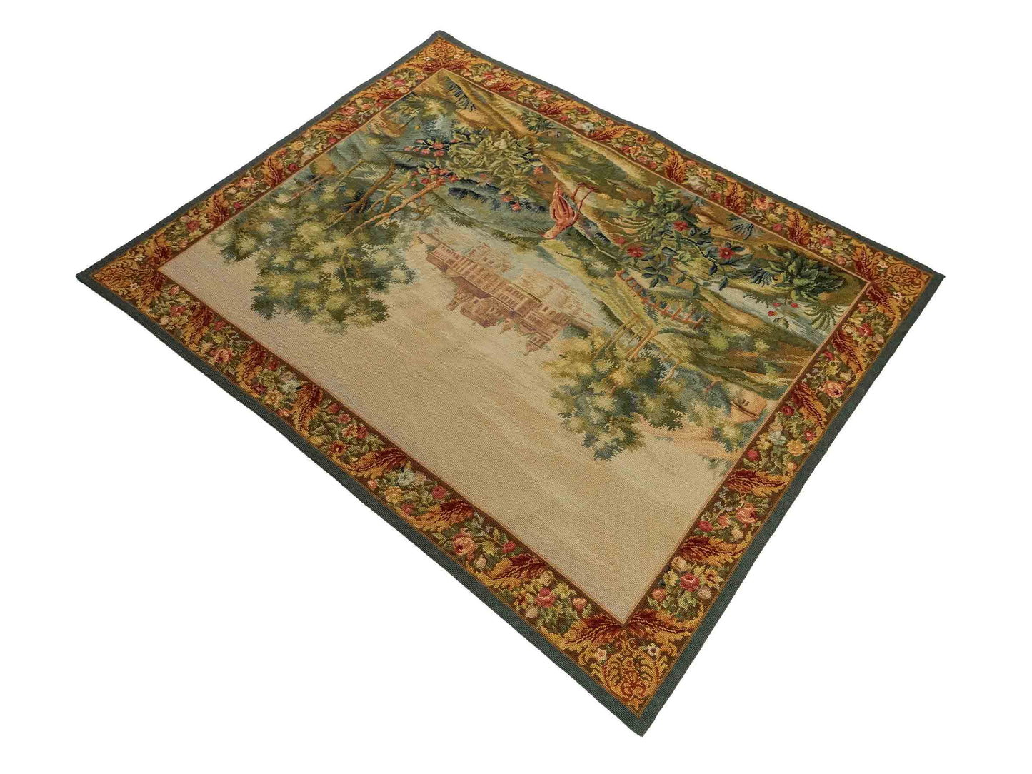 Handgefertigter, chinesischer Gobelin Wandteppich von Khademi aus Wolle, multicolor. 144x111 cm. Verkauf durch Jupiter Intl.