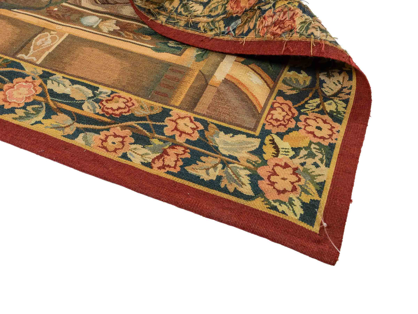 Handgefertigter, chinesischer Gobelin Wandteppich von Khademi aus Wolle, multicolor. 154x139 cm. Verkauf durch Jupiter Intl.