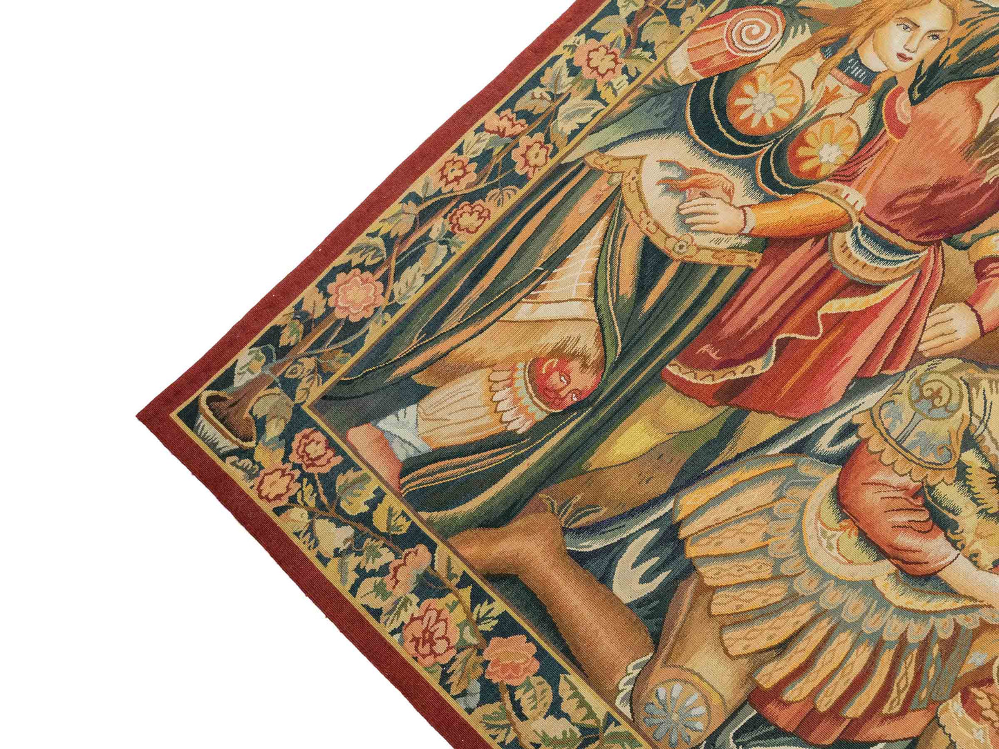 Handgefertigter, chinesischer Gobelin Wandteppich von Khademi aus Wolle, multicolor. 154x139 cm. Verkauf durch Jupiter Intl.