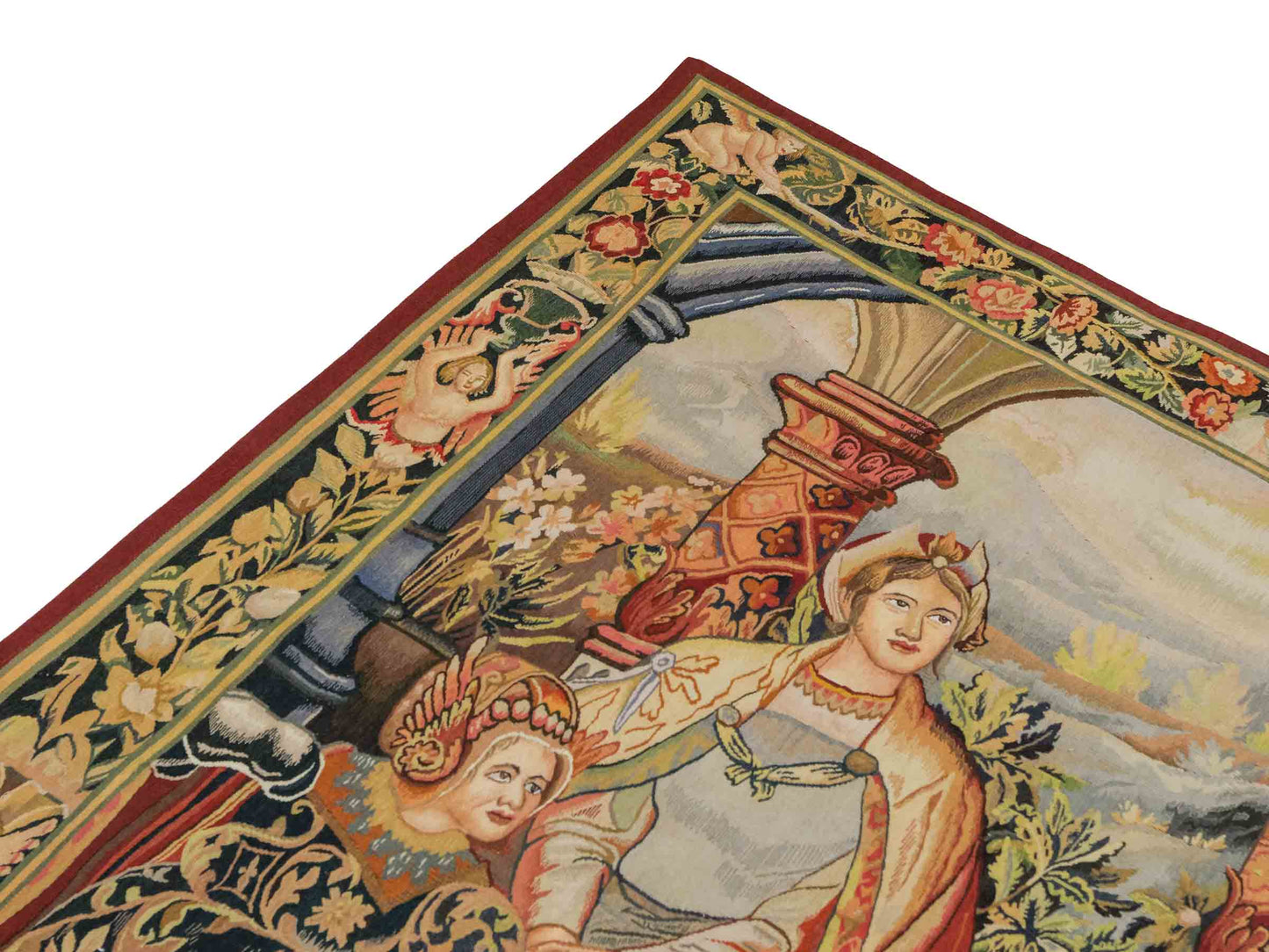 Handgefertigter, chinesischer Gobelin Wandteppich von Khademi aus Wolle, multicolor. 188x153 cm. Verkauf durch Jupiter Intl.