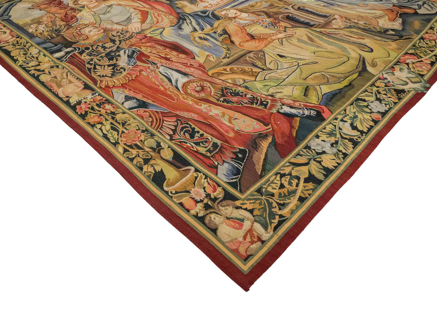 Handgefertigter, chinesischer Gobelin Wandteppich von Khademi aus Wolle, multicolor. 188x153 cm. Verkauf durch Jupiter Intl.