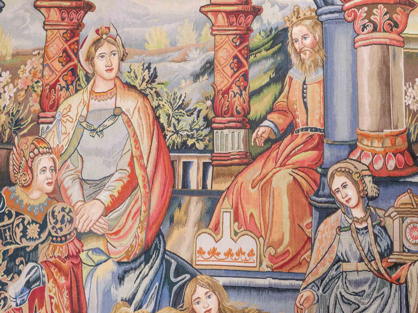 Handgefertigter, chinesischer Gobelin Wandteppich von Khademi aus Wolle, multicolor. 188x153 cm. Verkauf durch Jupiter Intl.