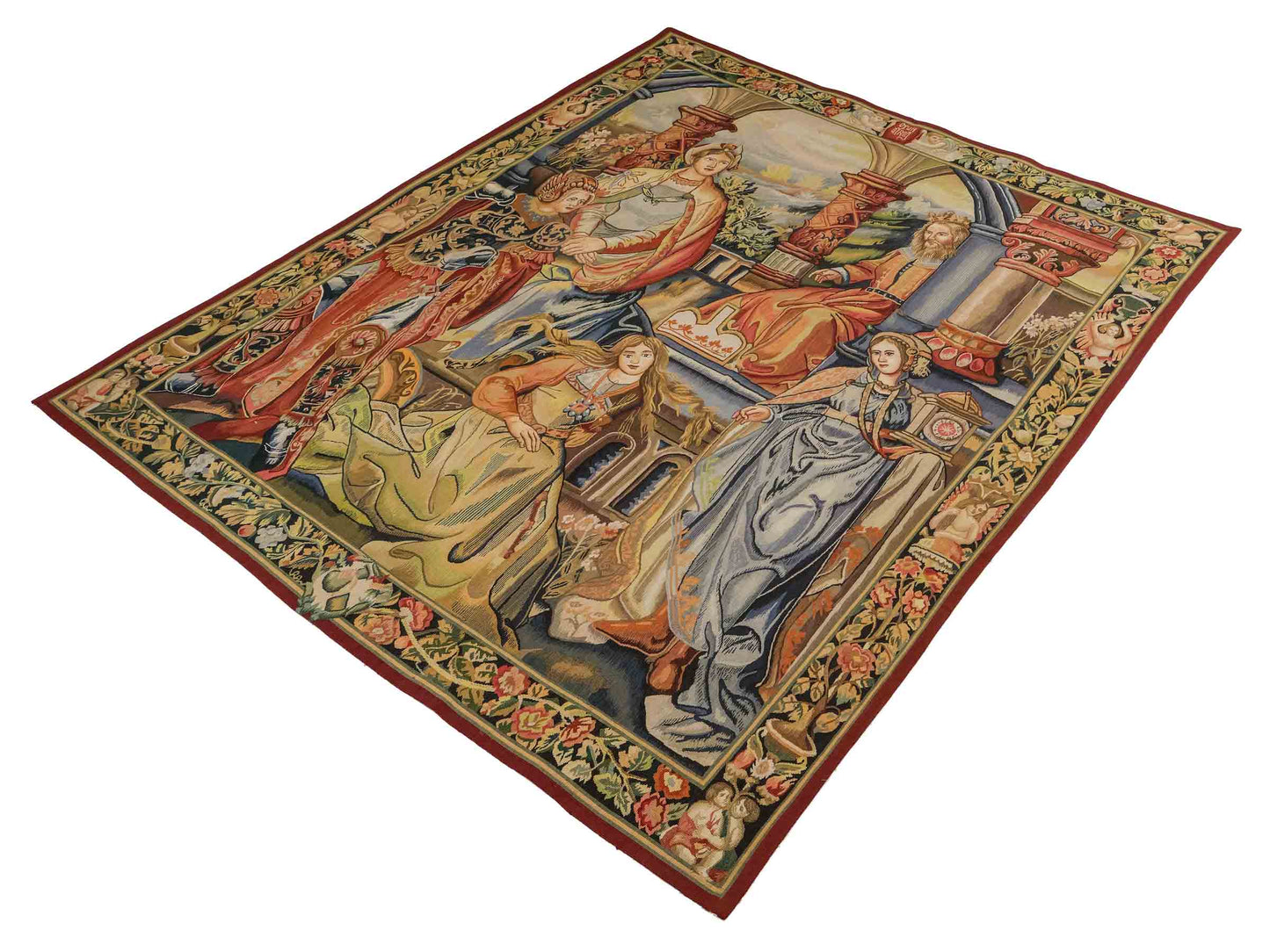 Handgefertigter, chinesischer Gobelin Wandteppich von Khademi aus Wolle, multicolor. 188x153 cm. Verkauf durch Jupiter Intl.