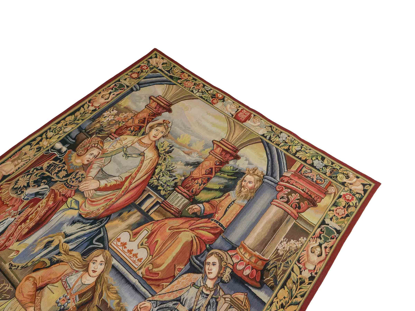 Handgefertigter, chinesischer Gobelin Wandteppich von Khademi aus Wolle, multicolor. 188x153 cm. Verkauf durch Jupiter Intl.