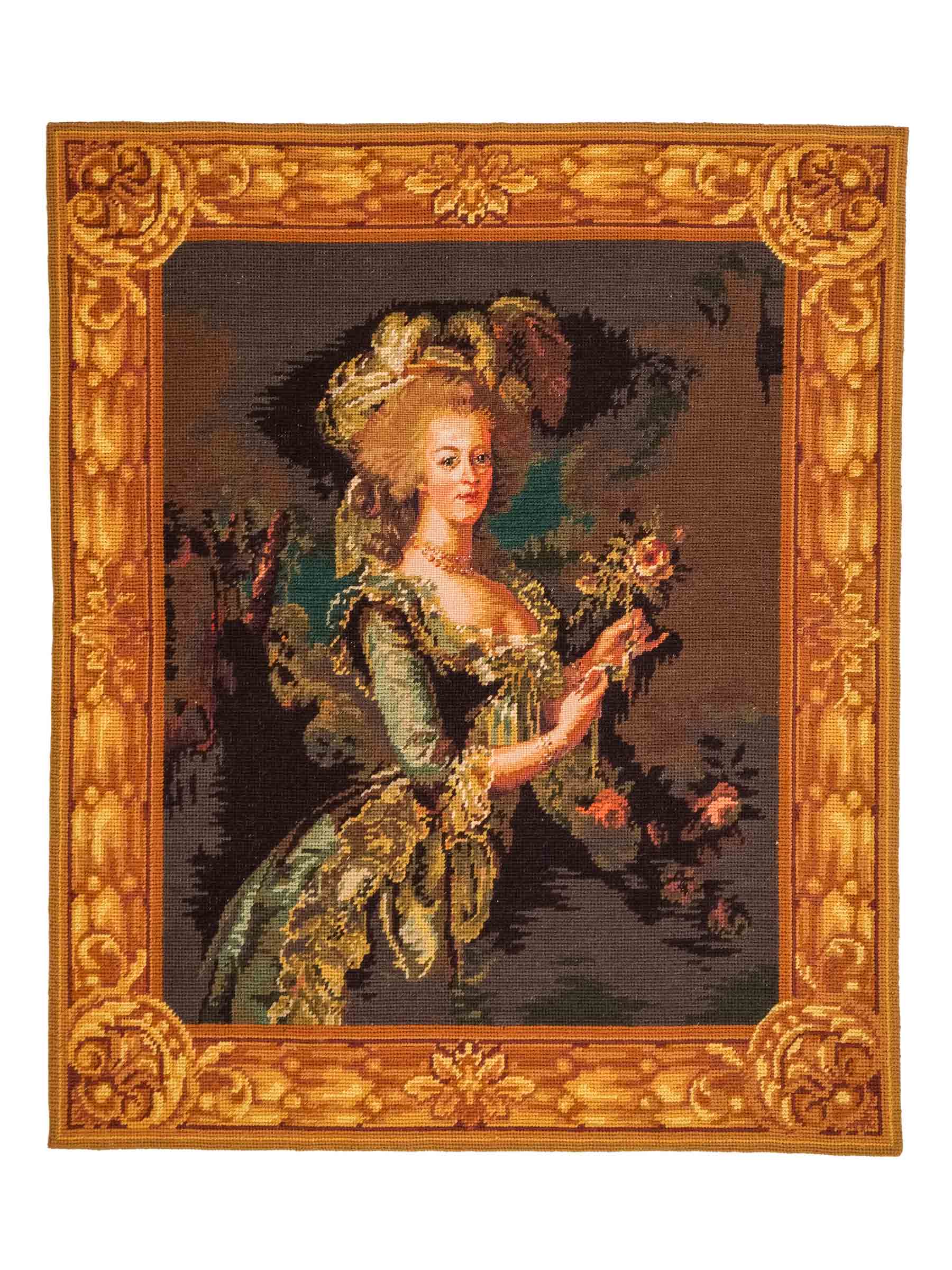 Handgefertigter, chinesischer Gobelin Wandteppich von Khademi aus Wolle, multicolor. 74x64 cm. Verkauf durch Jupiter Intl.