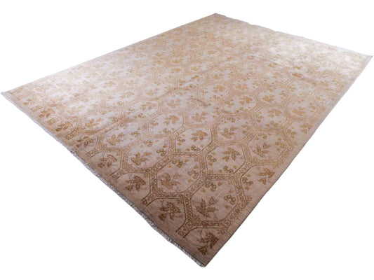 Handgeknüpfter Ziegler Chobi Orientteppich von Khademi aus Wolle, beige, gold, creme. Klassisches Allover-Design. Traditionell von Hand geknüpft in Afghanistan. Größe: 381 cm x 274 cm. Teppichnummer: RB3-1019. Verkauf durch Jupiter Intl.