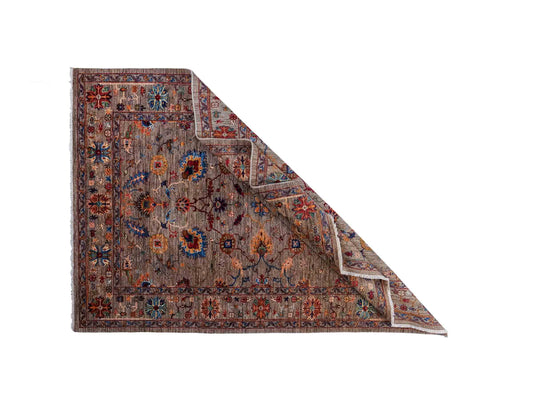 Handgeknüpfter Ziegler Farahan Orientteppich von Khademi aus Wolle, grau. Klassisches Allover-Design. Traditionell von Hand geknüpft in Afghanistan. Größe: 241 cm x 171 cm. Teppichnummer: RB3-1039. Verkauf durch Jupiter Intl.