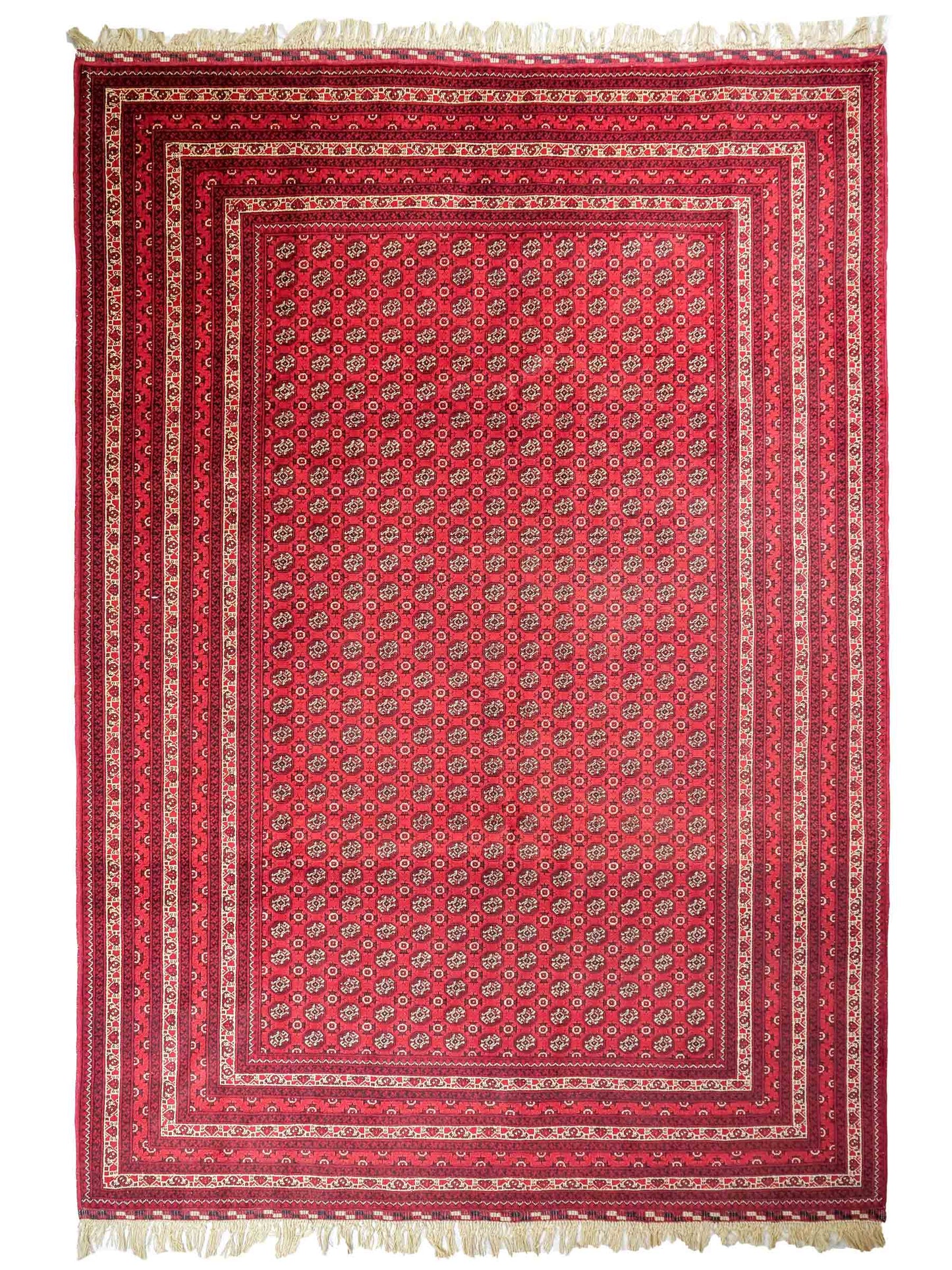 Handgeknüpfter Afghan Dolatabad Orientteppich von Khademi aus Wolle, rot. Klassisches Allover-Design. Traditionell von Hand geknüpft in Afghanistan. Größe: 290 cm x 206 cm. Teppichnummer: RB3-1060. Verkauf durch Jupiter Intl.