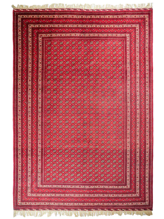 Handgeknüpfter Afghan Dolatabad Orientteppich von Khademi aus Wolle, rot. Klassisches Allover-Design. Traditionell von Hand geknüpft in Afghanistan. Größe: 290 cm x 206 cm. Teppichnummer: RB3-1060. Verkauf durch Jupiter Intl.