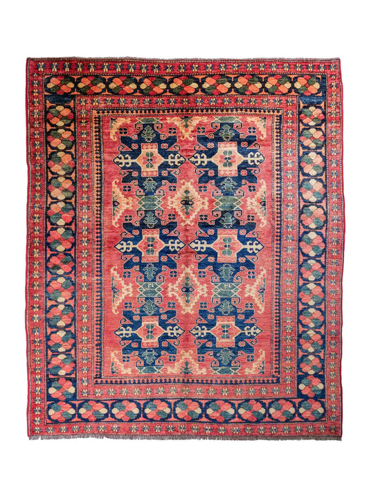 Handgeknüpfter Afghan Nomadenteppich von Khademi aus Wolle, rot. Klassisches, geometrisches Design. Traditionell von Hand geknüpft in Afghanistan. Größe: 224 cm x 190 cm. Teppichnummer: RB3-1032. Verkauf durch Jupiter Intl.