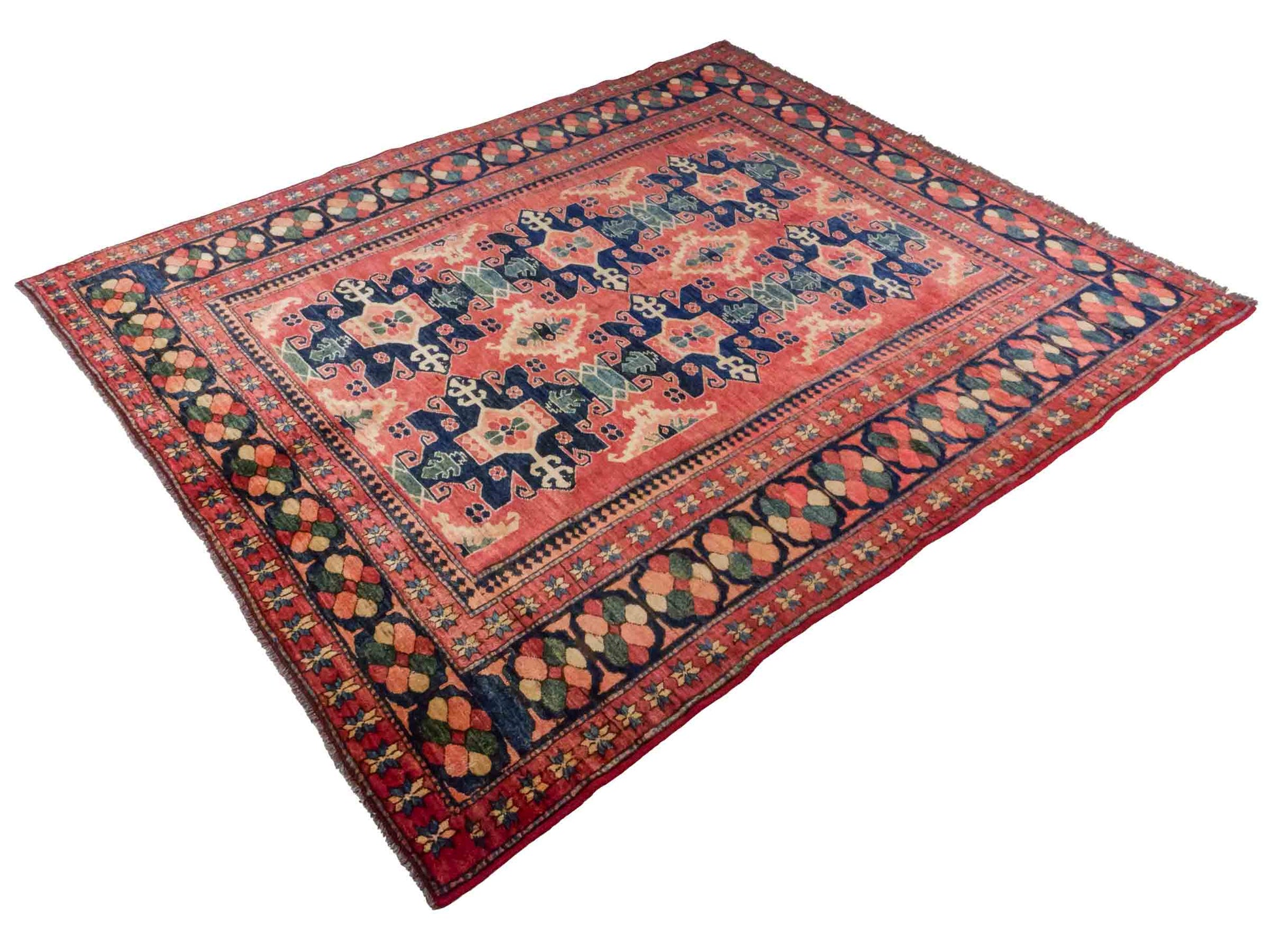 Handgeknüpfter Afghan Nomadenteppich von Khademi aus Wolle, rot. Klassisches, geometrisches Design. Traditionell von Hand geknüpft in Afghanistan. Größe: 224 cm x 190 cm. Teppichnummer: RB3-1032. Verkauf durch Jupiter Intl.