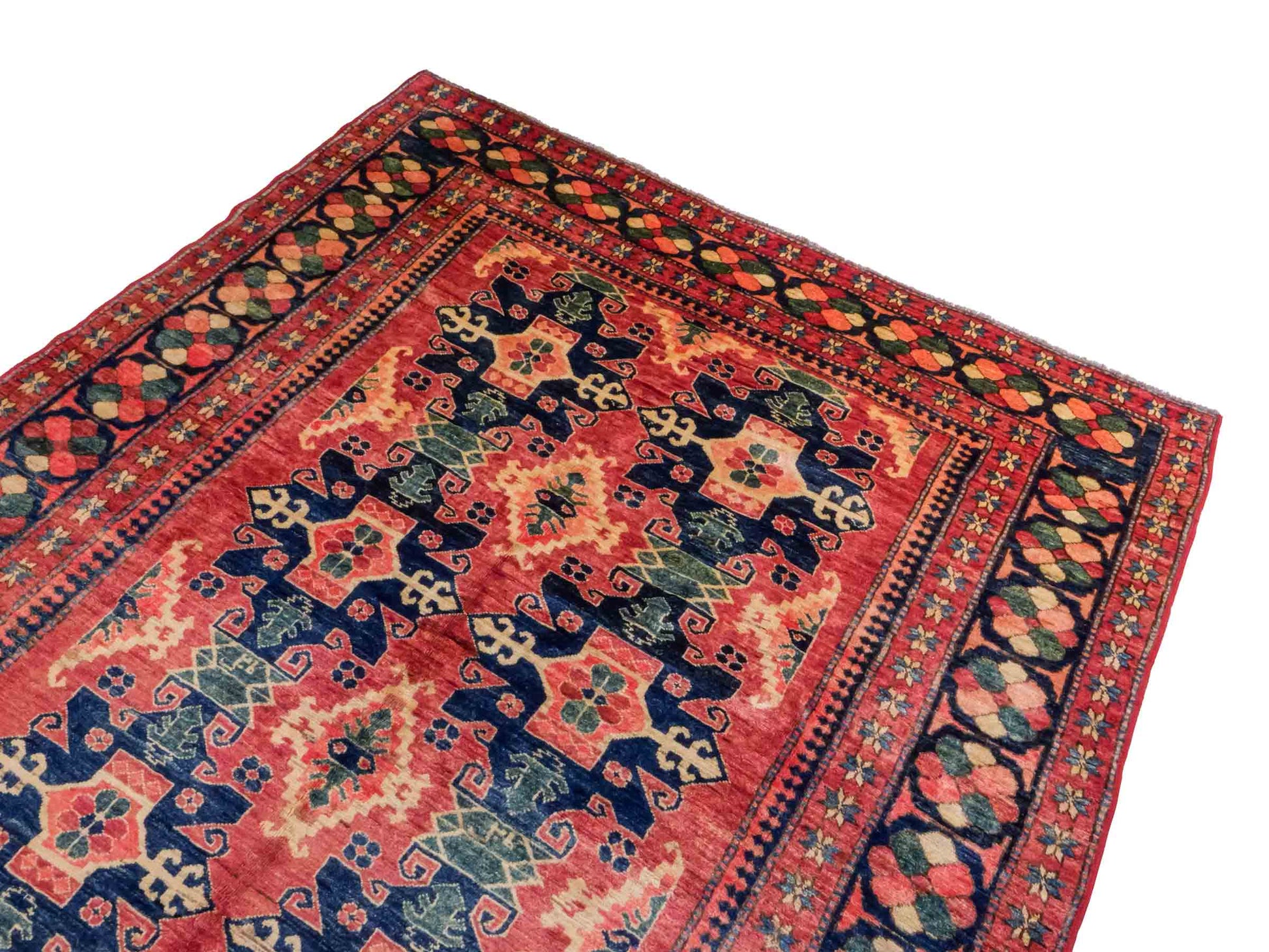 Handgeknüpfter Afghan Nomadenteppich von Khademi aus Wolle, rot. Klassisches, geometrisches Design. Traditionell von Hand geknüpft in Afghanistan. Größe: 224 cm x 190 cm. Teppichnummer: RB3-1032. Verkauf durch Jupiter Intl.