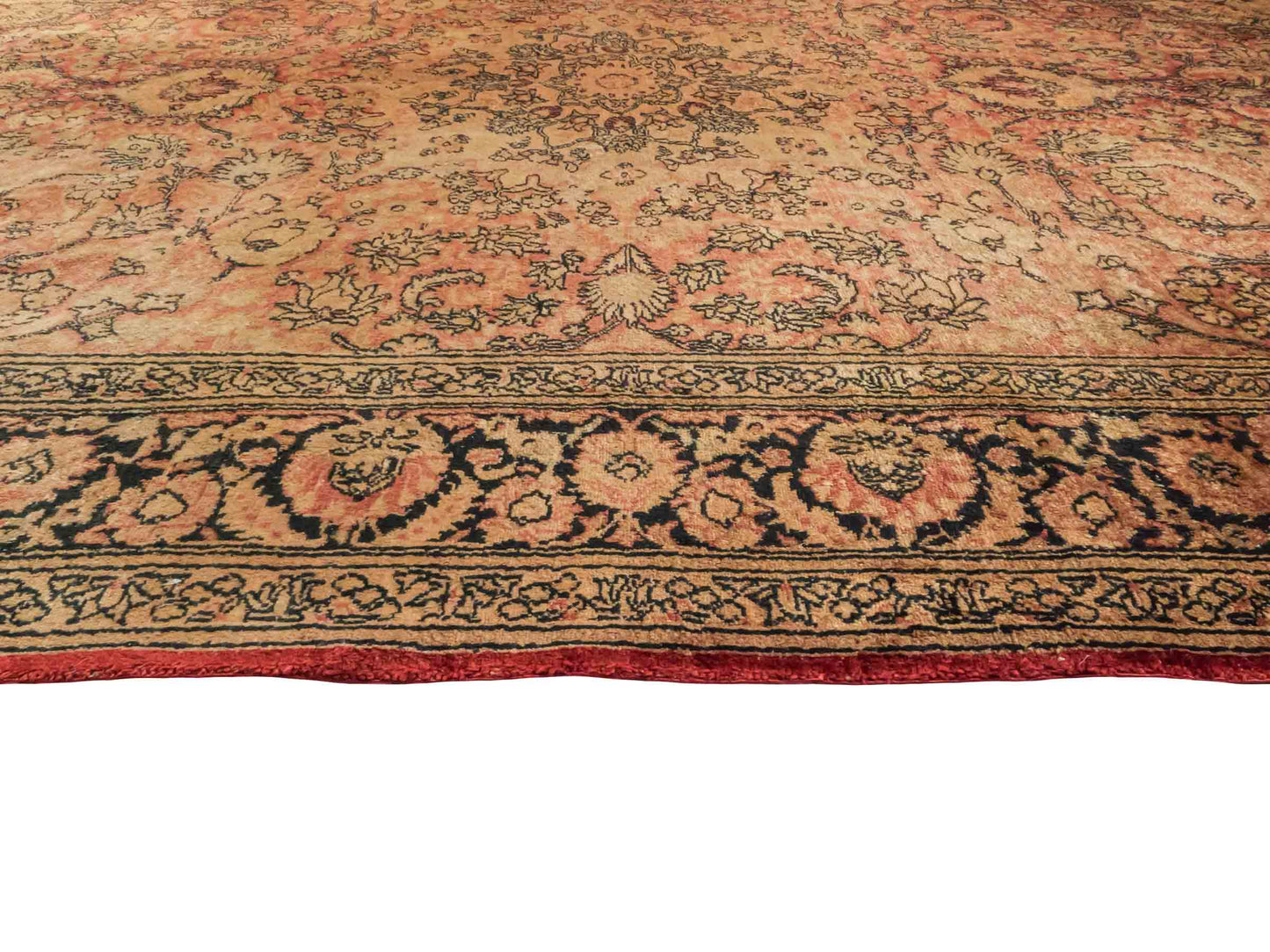 Handgeknüpfter Art Hereke Seidenteppich von Khademi aus Kunstseide, gold-orange. Chinesischer Teppich, durchgemustert. Orientteppich, von Hand geknüpft in China. Größe: 252 cm x 171 cm. Teppichnummer: SB3-1075. Verkauf durch Jupiter Intl.