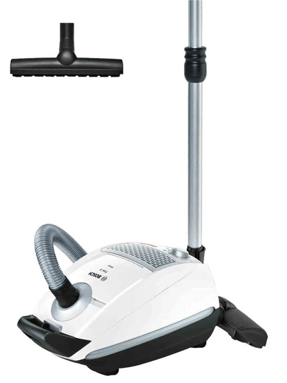 Bosch BSGL5335 Free'e Bodenstaubsauger mit Beutel, weiß.