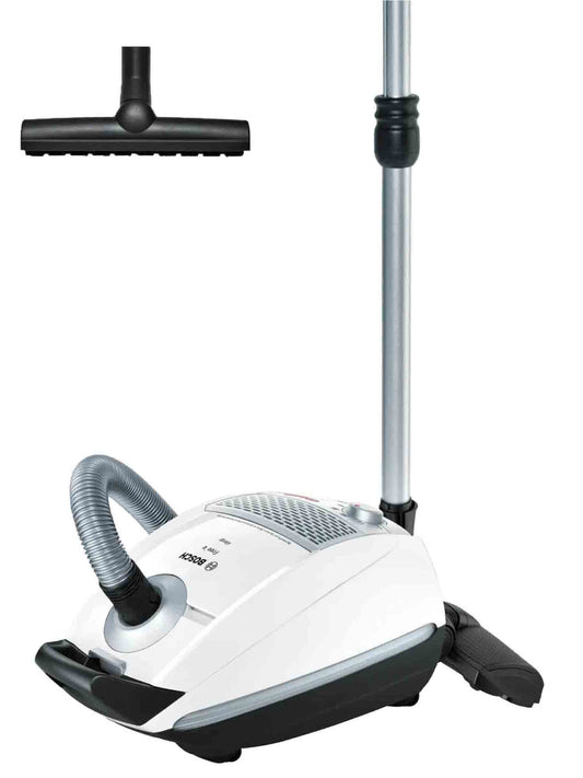 Bosch BSGL5335 Free'e Bodenstaubsauger mit Beutel, weiß.