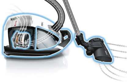 Bosch BSGL5335 Free'e Bodenstaubsauger mit Beutel, weiß.