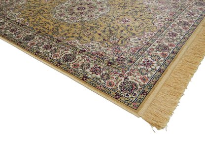 Belgischer, maschinell gefertigter Design Orientteppich aus Kunstseide, creme, beige. 139x97 cm. Verkauf durch Jupiter Intl.