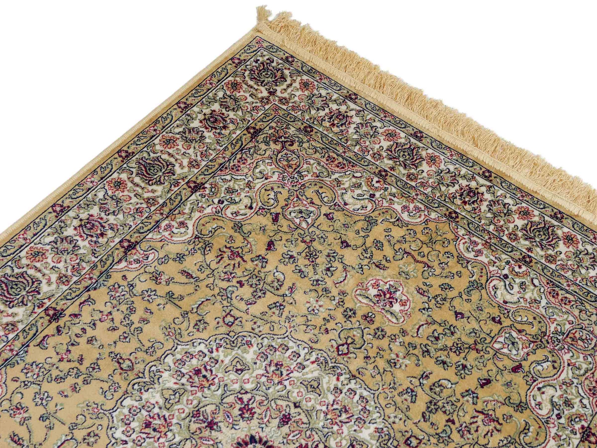 Belgischer, maschinell gefertigter Design Orientteppich aus Kunstseide, beige, creme. 140x98 cm. Verkauf durch Jupiter Intl.