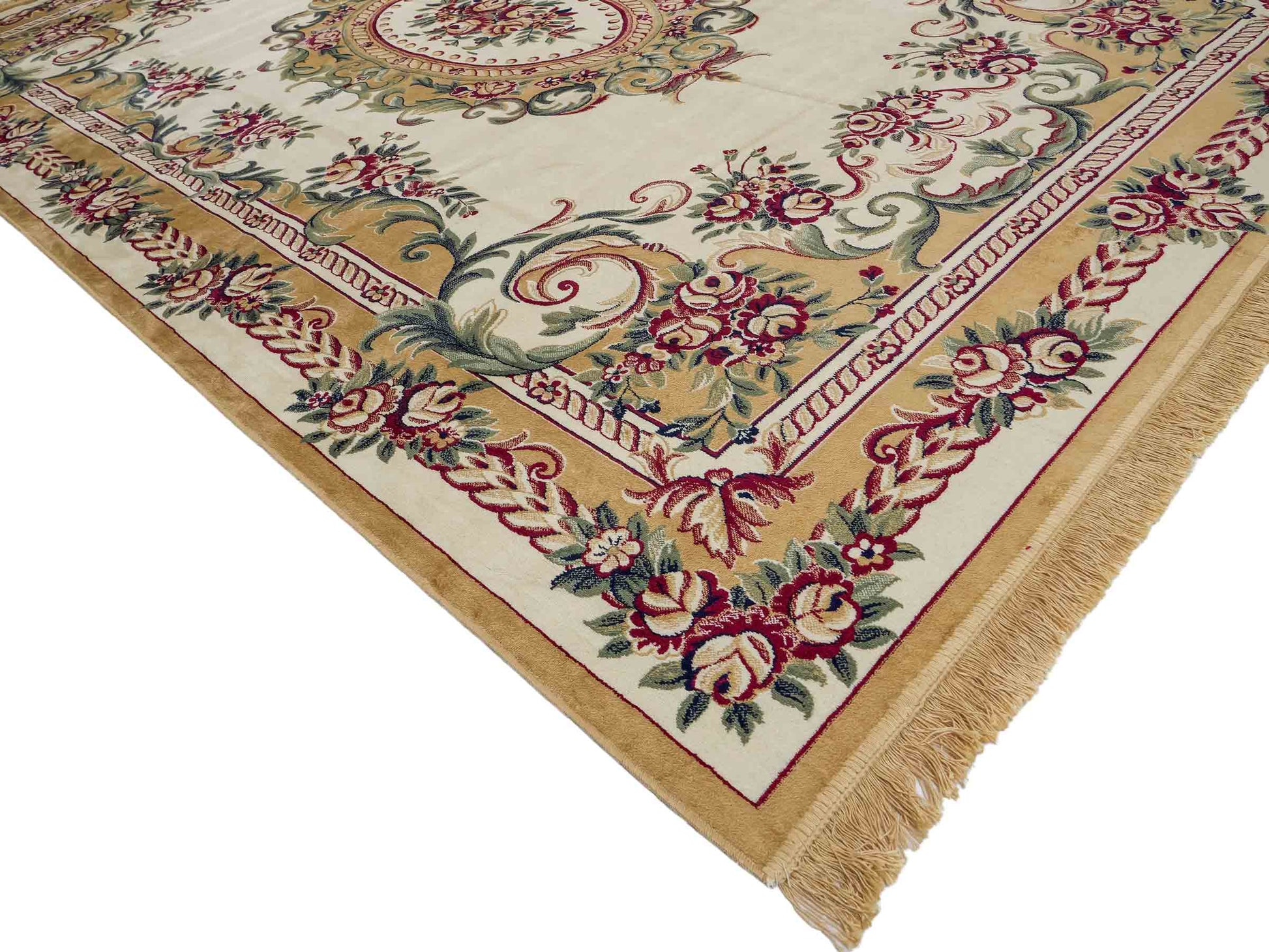 Belgischer, maschinell gefertigter Design Orientteppich aus Kunstseide, creme, weiß. 275x185 cm. Verkauf durch Jupiter Intl.