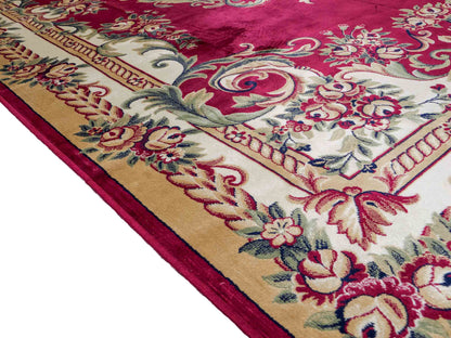Belgischer, maschinell gefertigter Design Orientteppich aus Kunstseide, rot. 275x185 cm. Verkauf durch Jupiter Intl.