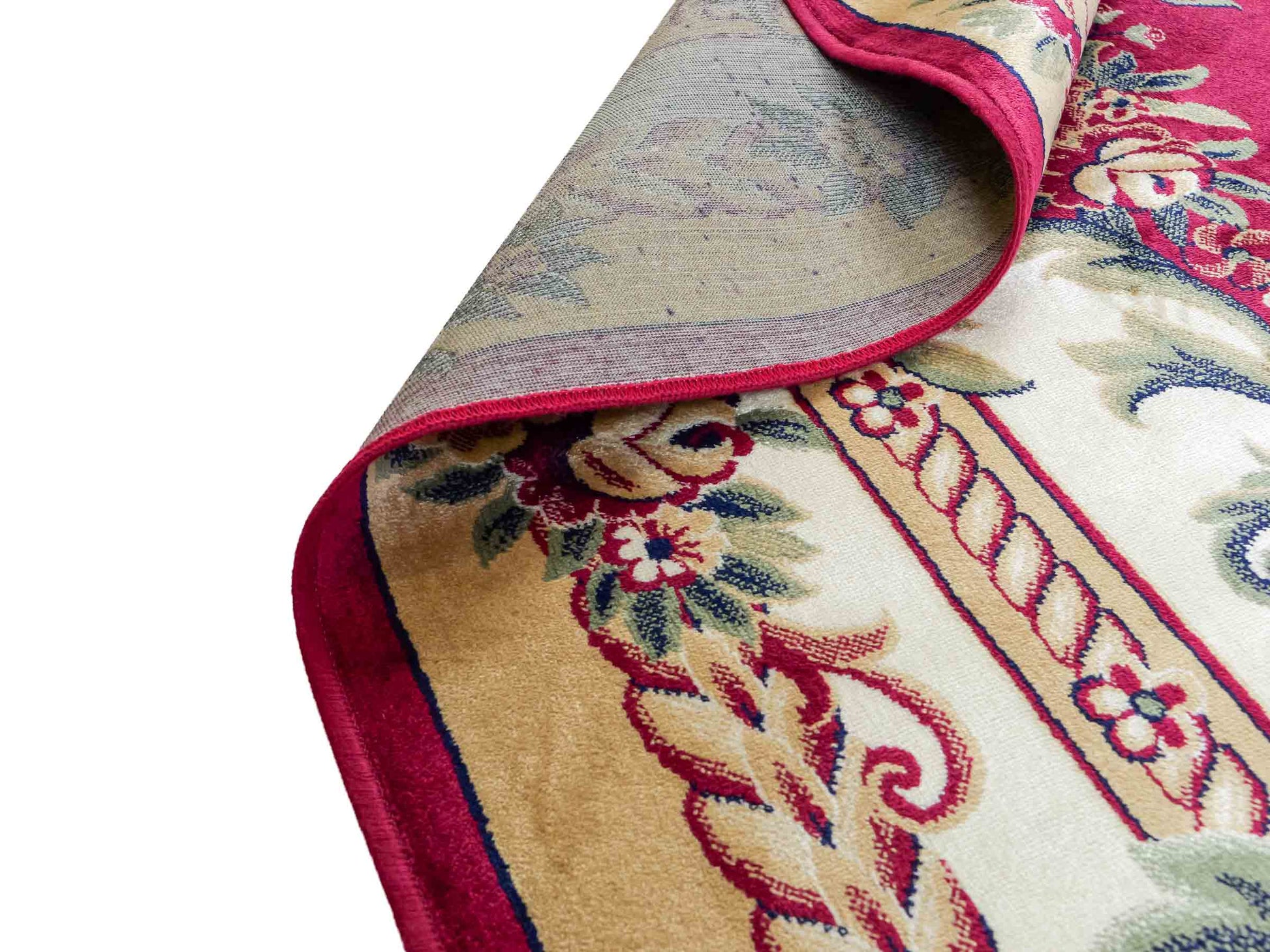 Belgischer, maschinell gefertigter Design Orientteppich aus Kunstseide, rot. 275x185 cm. Verkauf durch Jupiter Intl.
