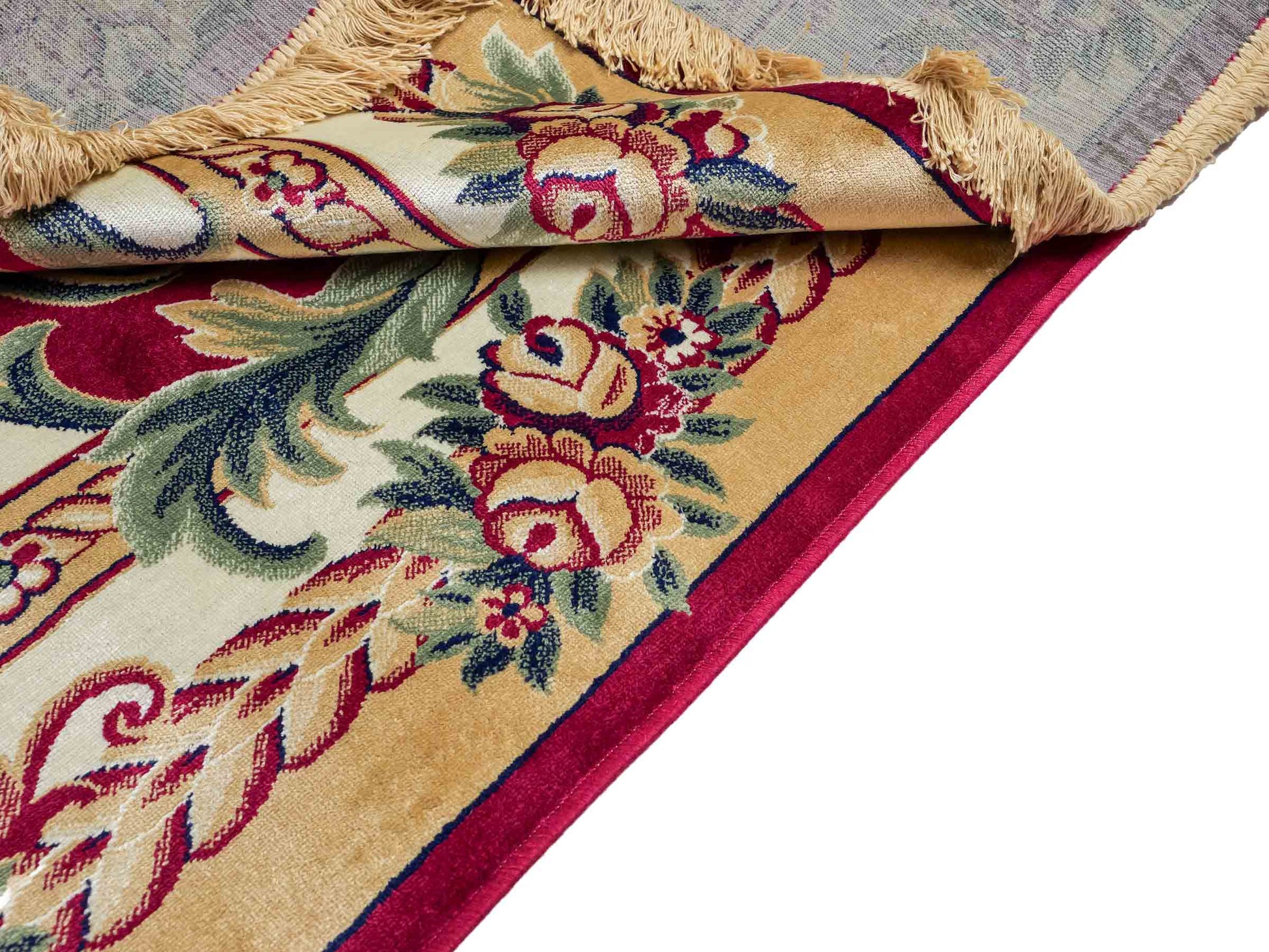 Belgischer, maschinell gefertigter Design Orientteppich aus Kunstseide, rot. 275x185 cm. Verkauf durch Jupiter Intl.