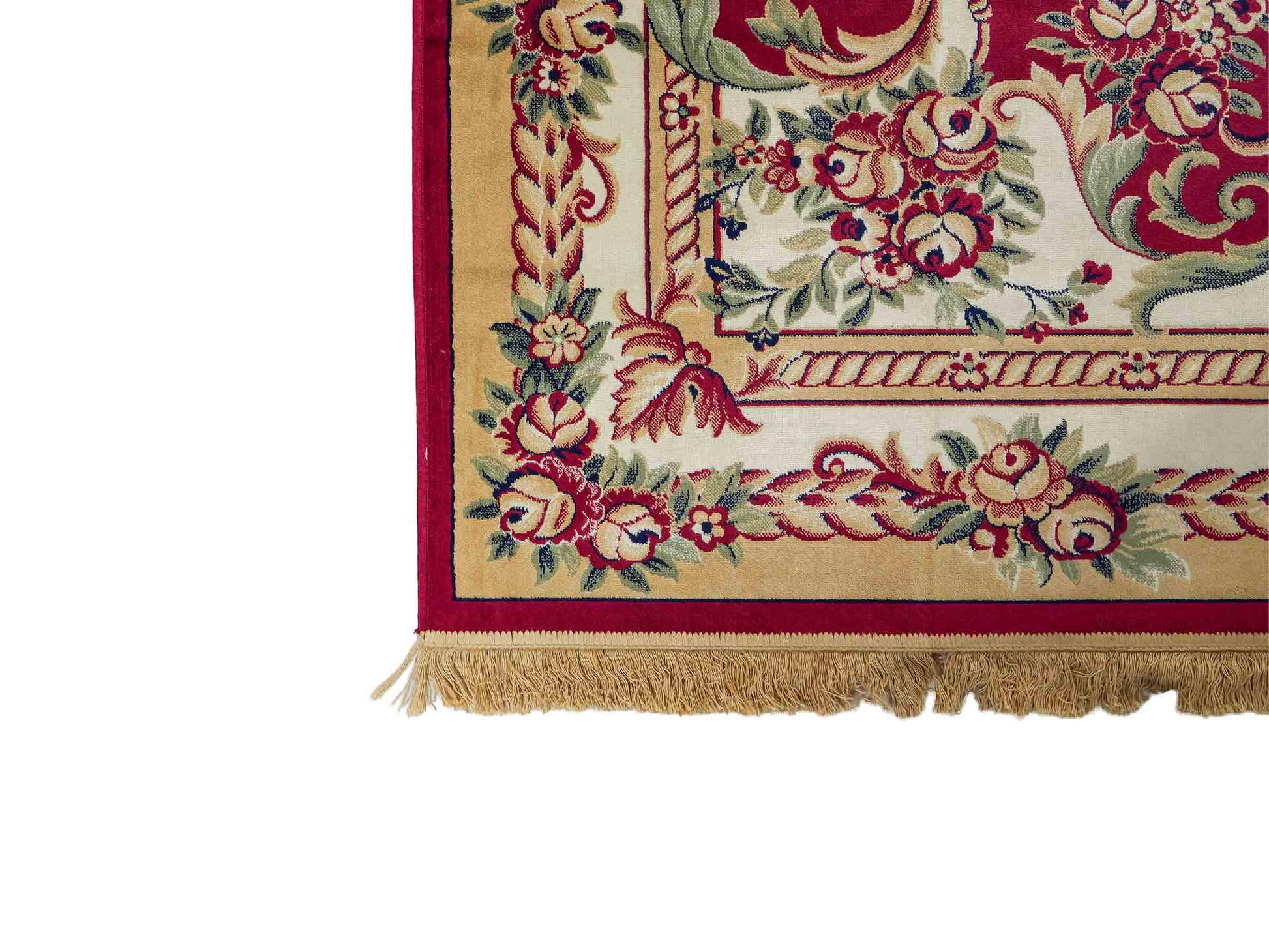 Belgischer, maschinell gefertigter Design Orientteppich aus Kunstseide, rot. 275x185 cm. Verkauf durch Jupiter Intl.