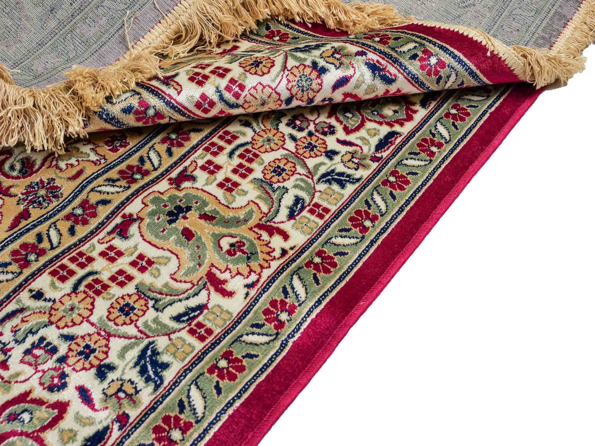 Belgischer, maschinell gefertigter Design Orientteppich aus Kunstseide, rot. 275x185 cm. Verkauf durch Jupiter Intl.