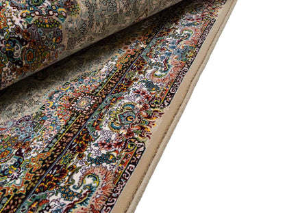 Extrem feiner, maschinell gefertigter Perserteppich, beige, grün, creme. 154x99 cm. Verkauf durch Jupiter Intl.