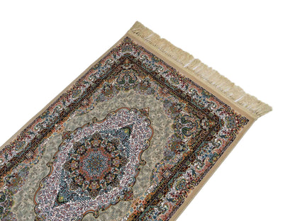 Extrem feiner, maschinell gefertigter Perserteppich, beige, grün, creme. 154x99 cm. Verkauf durch Jupiter Intl.