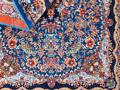 Extrem feiner, maschinell gefertigter Perserteppich, blau. 154x99 cm. Verkauf durch Jupiter Intl.