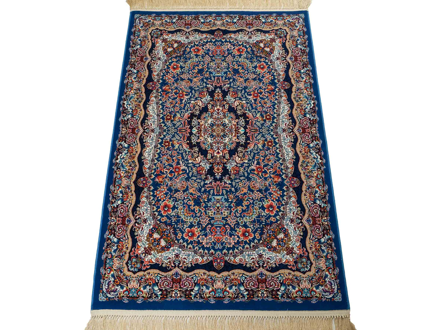 Extrem feiner, maschinell gefertigter Perserteppich, blau. 154x99 cm. Verkauf durch Jupiter Intl.