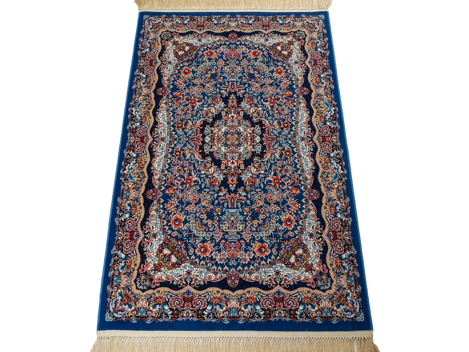 Extrem feiner, maschinell gefertigter Perserteppich, blau. 154x99 cm. Verkauf durch Jupiter Intl.