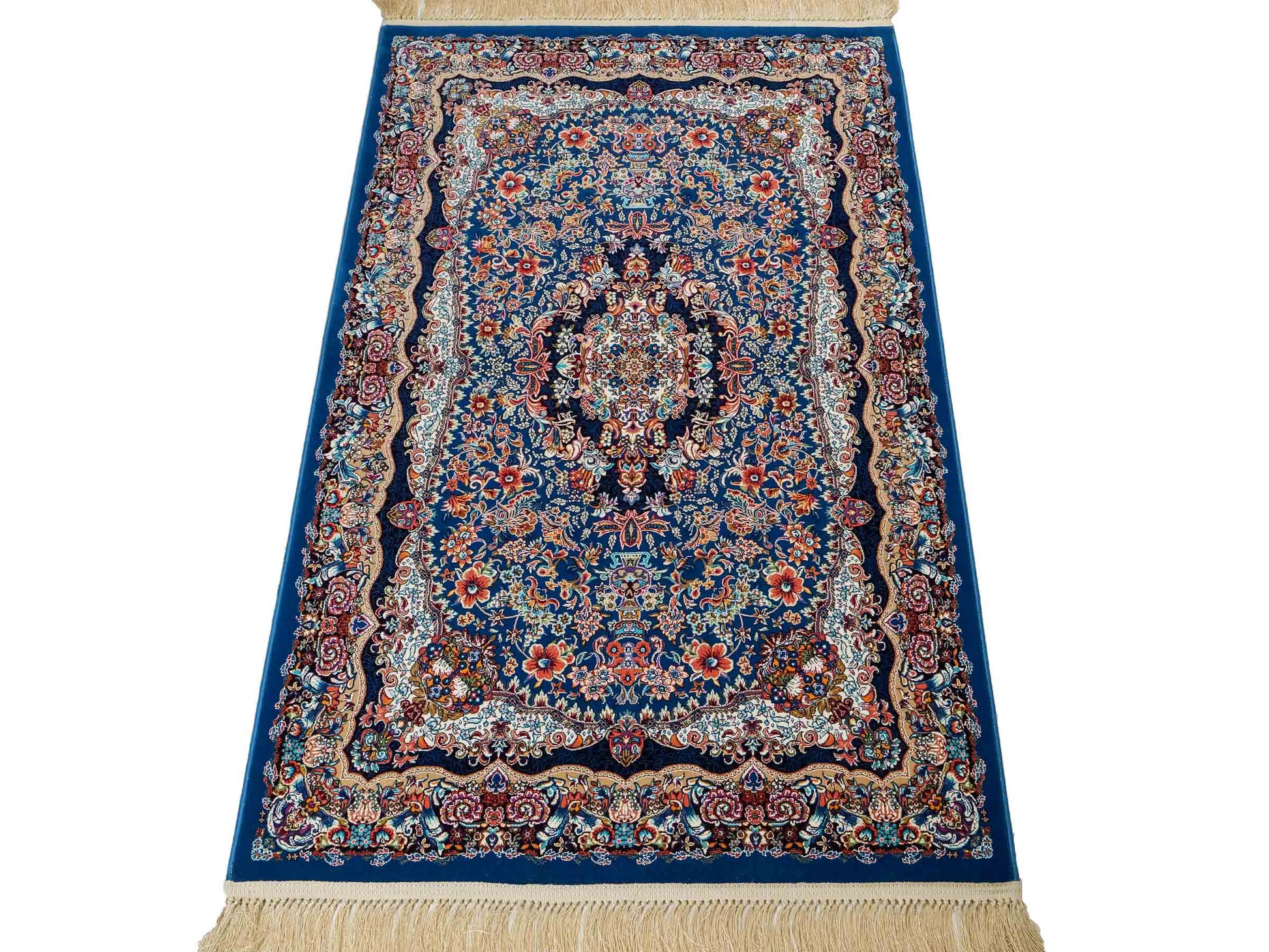Extrem feiner, maschinell gefertigter Perserteppich, blau. 154x99 cm. Verkauf durch Jupiter Intl.