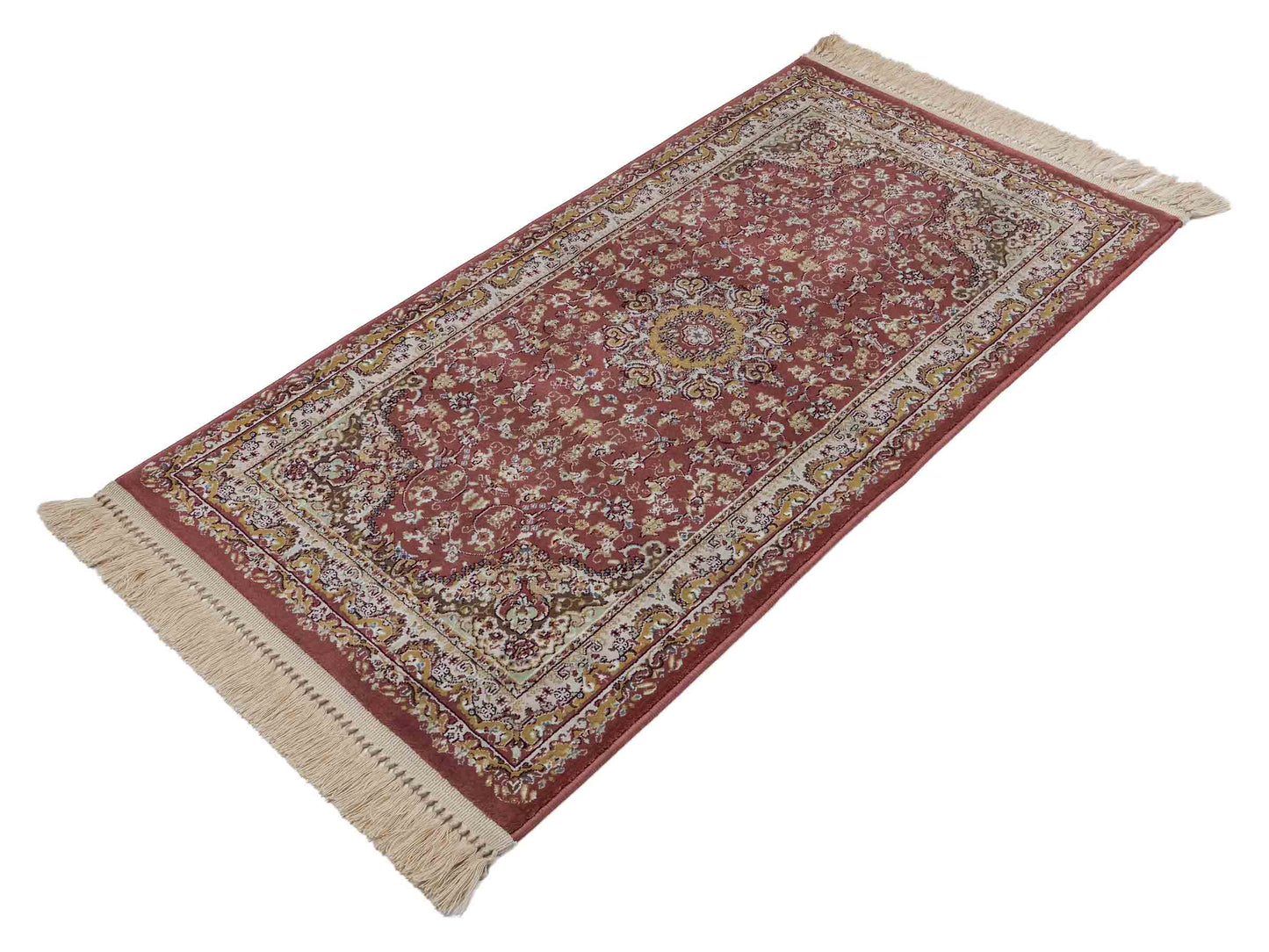 Feiner, maschinell gefertigter Perserteppich, rosa. 155x80 cm. Verkauf durch Jupiter Intl.