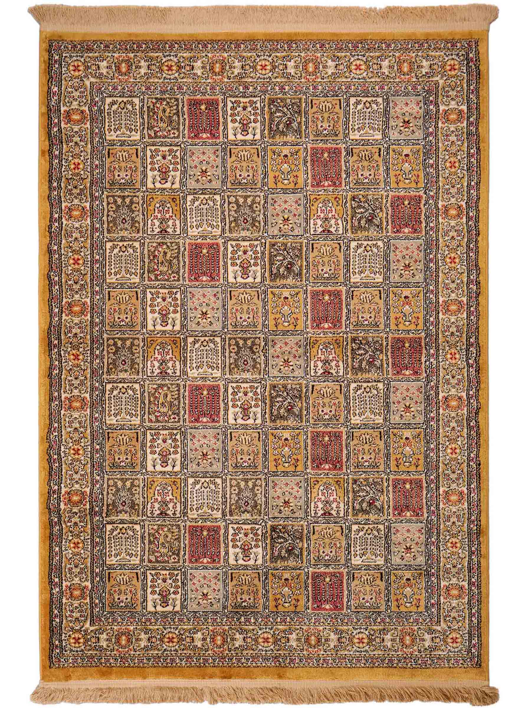 Sehr feiner, persischer, maschinell gefertigter  Orientteppich aus Kunstseide, braun, multicolor. 172x118 cm. Verkauf durch Jupiter Intl.