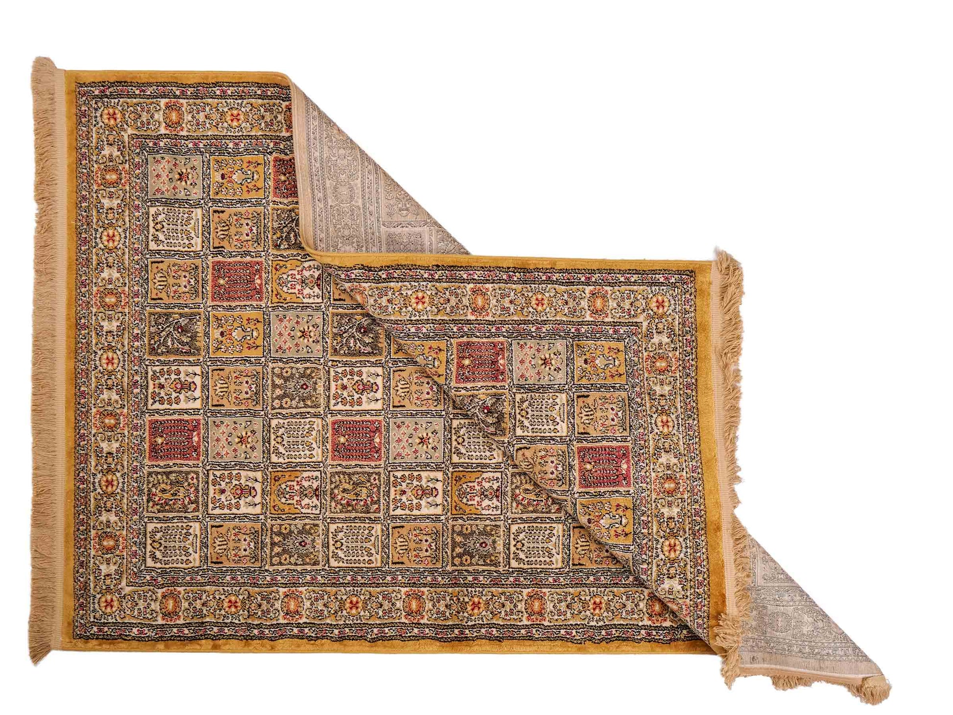 Sehr feiner, persischer, maschinell gefertigter  Orientteppich aus Kunstseide, braun, multicolor. 172x118 cm. Verkauf durch Jupiter Intl.